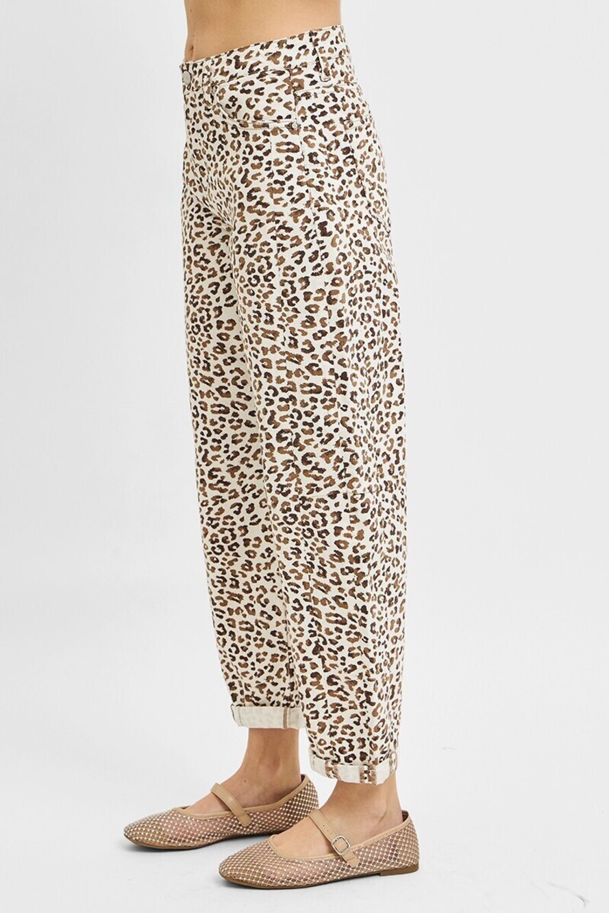 PGC-21146 | Risen Slouchy Cropped Barrel Jeans | Leopard Print | Sizes 25-31 - Picture 4 of 6